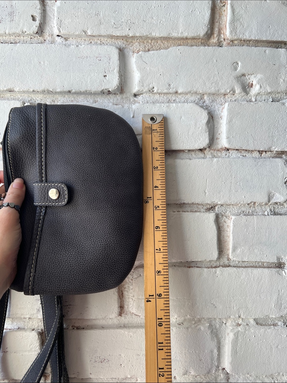 Roots Dark grey Pebbled Leather Crossbody Bag - Picture 6 of 7